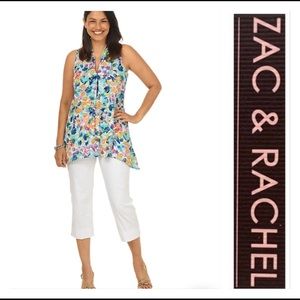 NEW WITH TAGS! ZAC & RACHEL WHITE CAPRI Size 16 Pockets Cropped